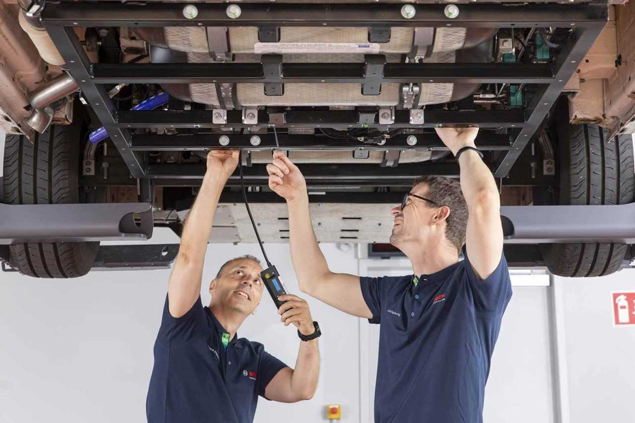 Bosch Engineers working on the hydrogen fuel cell-powered van