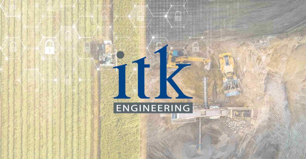 ITK Logo mit Bau- und Landmaschinen im Hintergrund