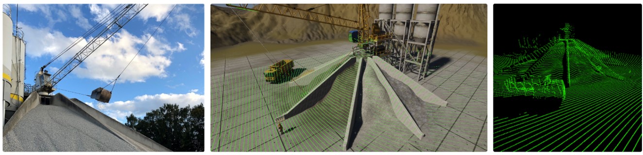 Use of a perception system in a gravel pit by using simulation.